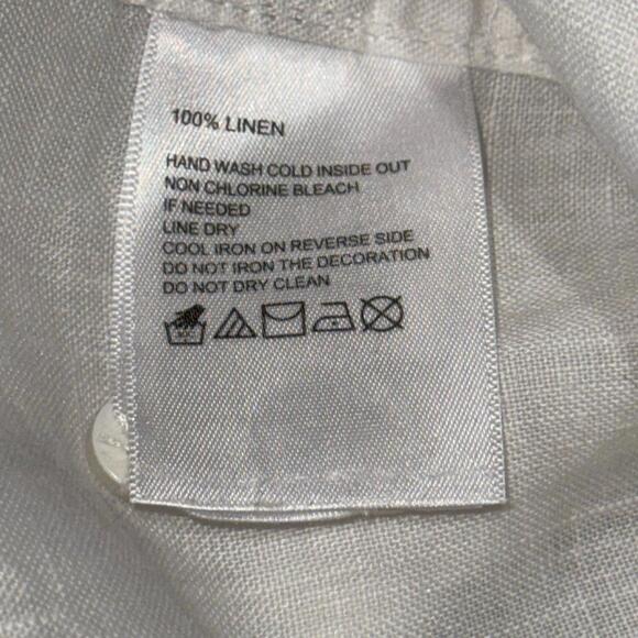 TOMMY BAHAMA Women’s Beach Daze Palm Trees Linen Shirt In White Gold Palm-Small - Picture 12 of 12